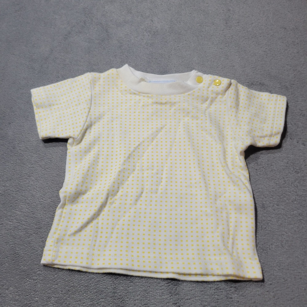 Le Top T-Shirt Unisex 3M Yellow White Grid Snap Shoulder Combed Cotton Tee